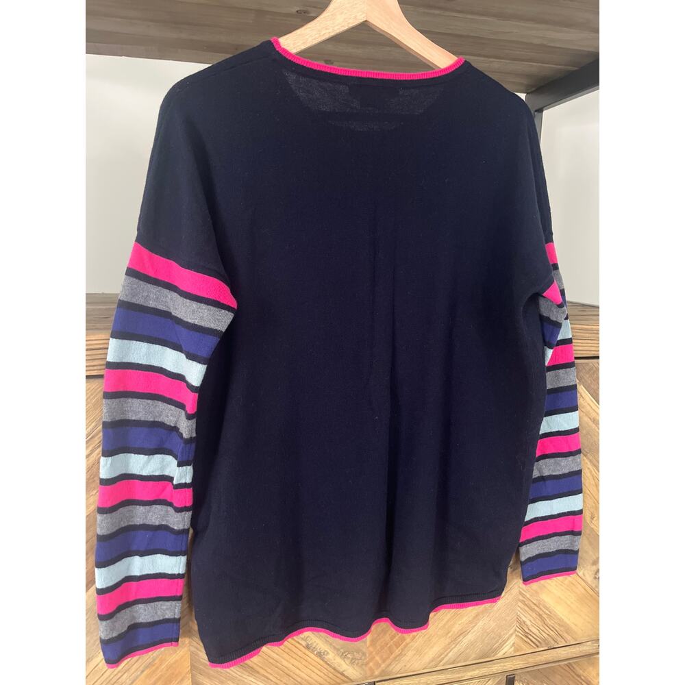 Boden Berwick Crewneck Sweater Small Navy Pink Wool Blend - Picture 8 of 9